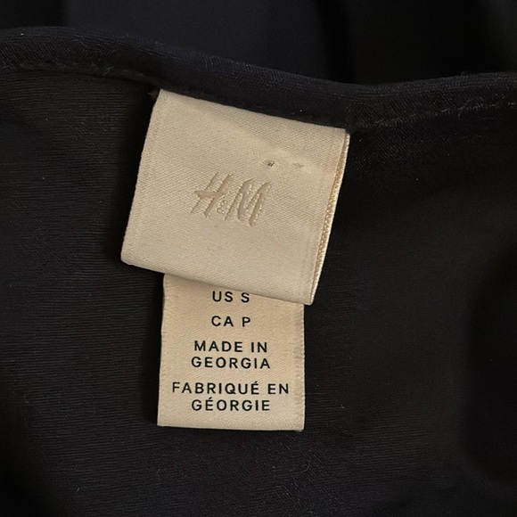 H&M Full Skirt Black Square Neck Long Puff Sleeve Mini Dress Size S Party Boho - Picture 4 of 6